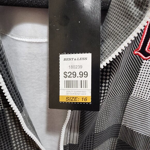 Tilt Hoodie Men's Size 16 Plaid White & Grey Pockets Full Zip Cotton Logo - Picture 8 of 9